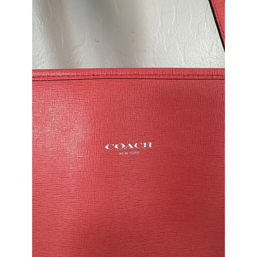 Coach Metro Tote Coral Pink Crossgrain Leather Shoulder Carryall Bag Work Laptop